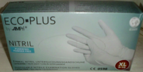 100 nitrile XL disposable/examination gloves size XL, white